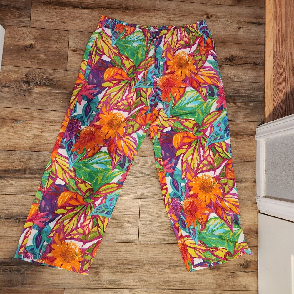 Lauren Ralph Lauren Floral Wide Leg Pants 2X Tropical Print